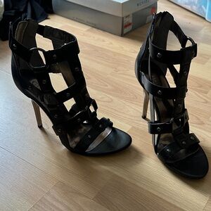 Guess Black  Strappy Cage  Heels